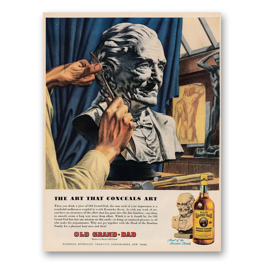 1946 Old Grand-Dad Bourbon Whiskey Art That Conceals Art Vintage Magazine Print Ad