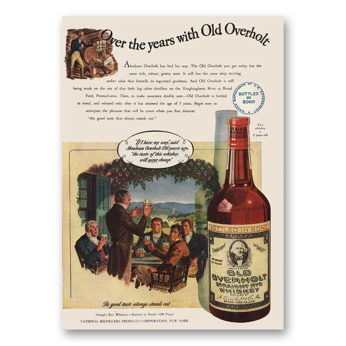 1946 Old Overholt Whiskey Over the Years Vintage Magazine Print Ad