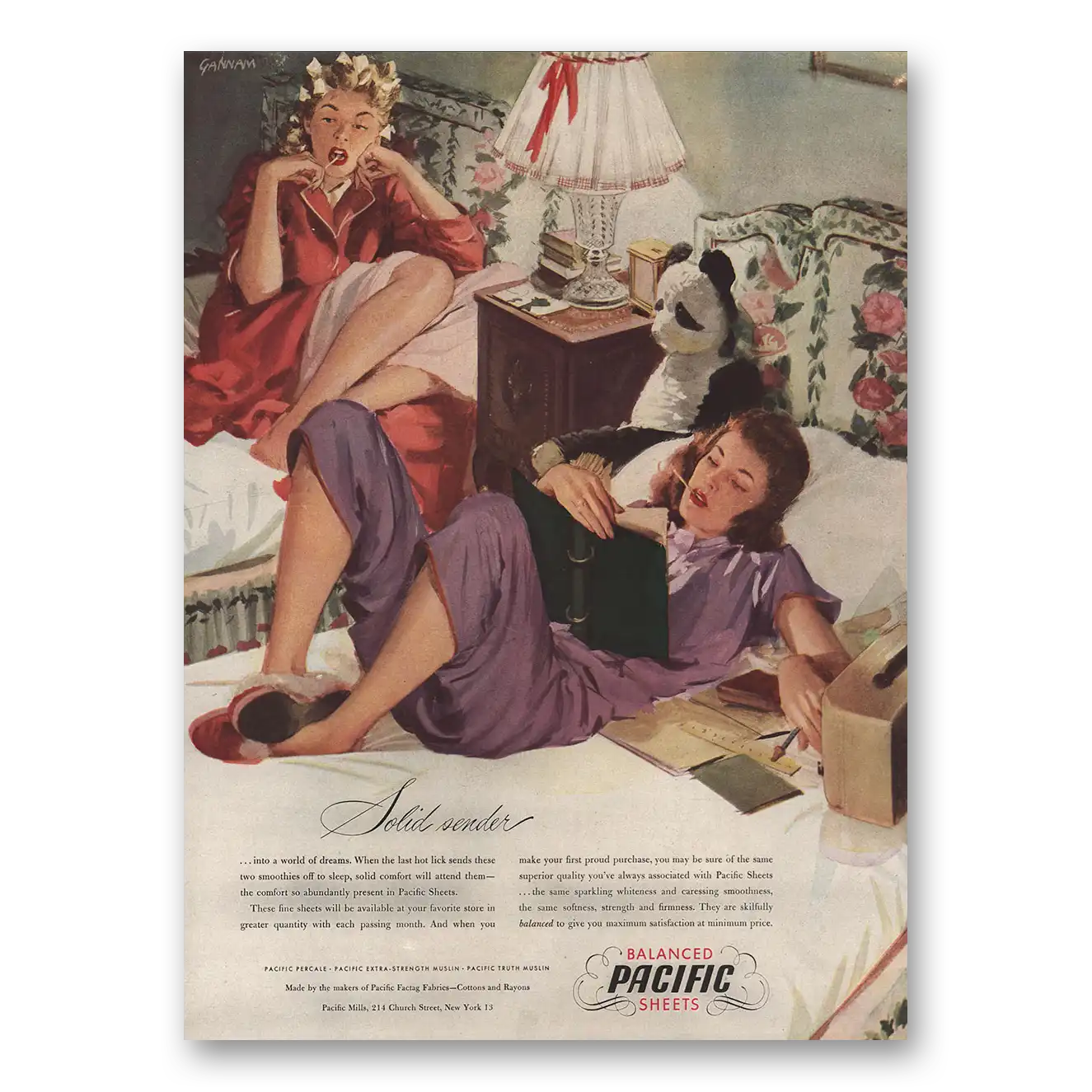 1946 Pacific Sheets Solid Sender Vintage Magazine Print Ad