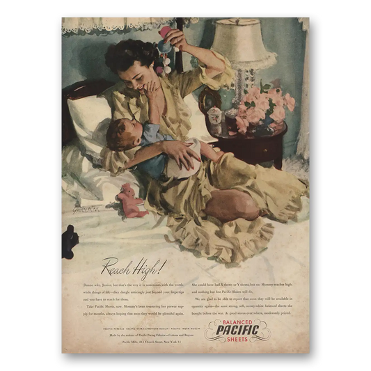 1946 Pacific Sheets Reach High Dunno Why Junior Vintage Magazine Print Ad