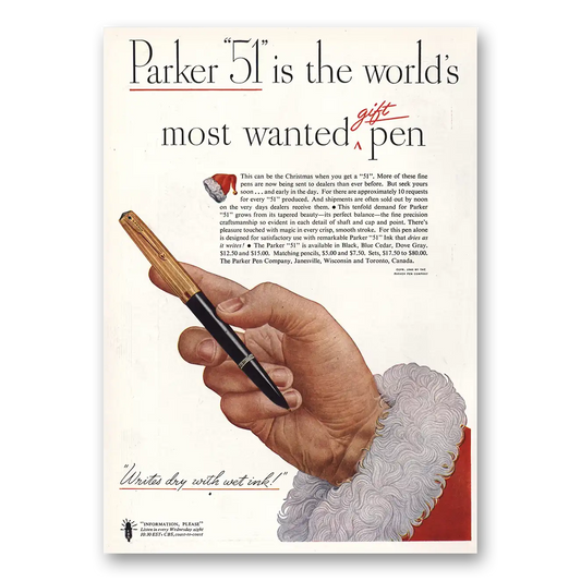 1946 Parker 51 Pen Santa Claus Vintage Magazine Print Ad