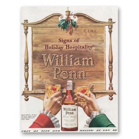 1946 William Penn Whiskey Holiday Hospitality Vintage Magazine Print Ad