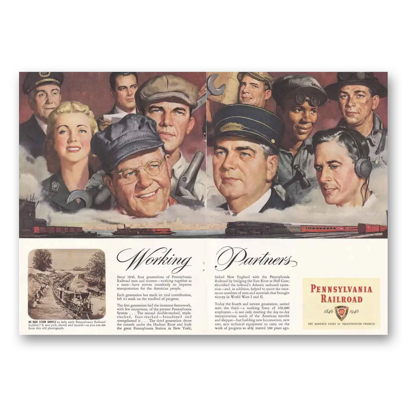 1946 Pennsylvania Railroad Working Partners Vintage Magazine Print Ad