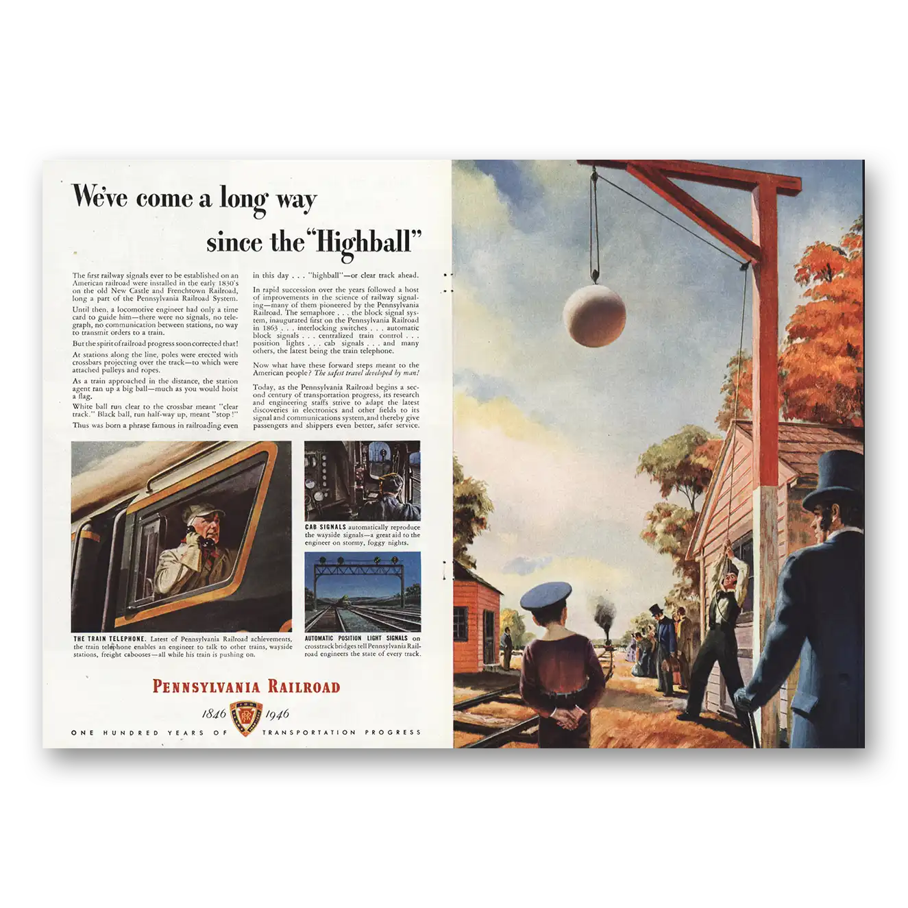 1946 Pennsylvania Railroad We've Come a Long Way Since the Highball Vintage Magazine Print Ad