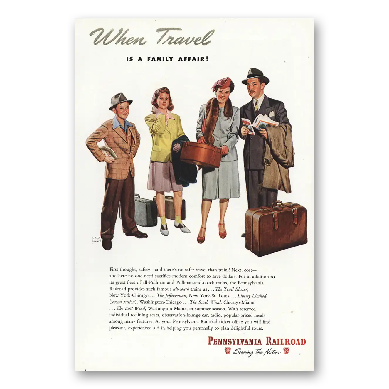 1946 Pennsylvania Railroad When Travel Is Family Affair Vintage Magazine Print Ad