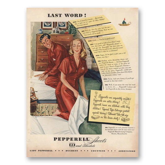 1946 Pepperell Sheets Last Word Vintage Magazine Print Ad