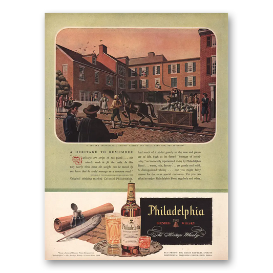 1946 Philadelphia Blended Whisky Experimental Railway Vintage Magazine Print Ad