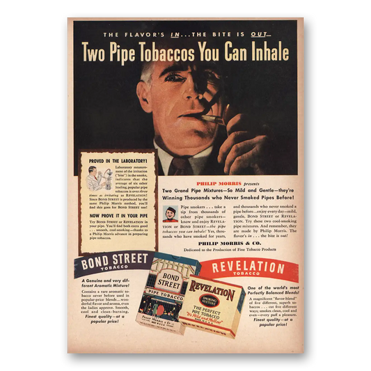 1946 Bond Street Tobacco Pipe Tobaccos You Can Inhale Vintage Magazine Print Ad