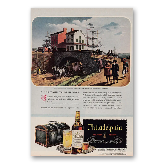 1946 Philadelphia Blended Whisky Penns Coach Leaving Underpass Vintage Magazine Print Ad