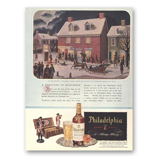 1946 Philadelphia Blended Whisky Wigglesworths Most Famed Toyshop Vintage Magazine Print Ad