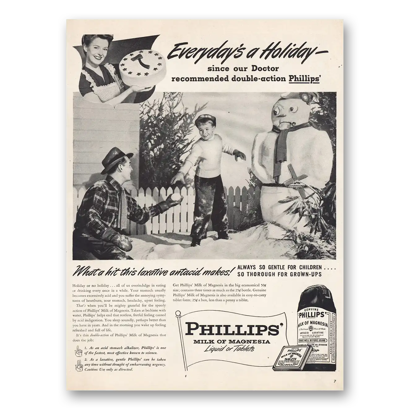 1946 Milk of Magnesia Everydays a Holiday Vintage Magazine Print Ad