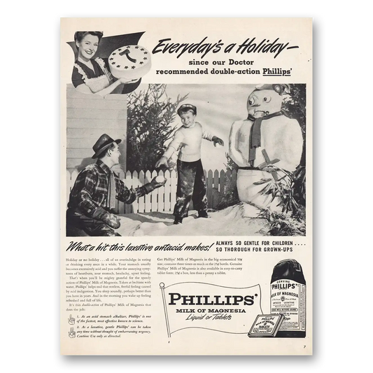 1946 Milk of Magnesia Everydays a Holiday Vintage Magazine Print Ad