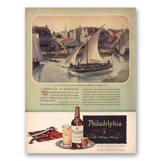 1946 Philadelphia Blended Whisky Gunboat Pennsylvania Navy Vintage Magazine Print Ad