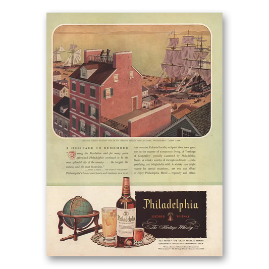 1946 Philadelphia Blended Whisky Stephen Girard Vintage Magazine Print Ad