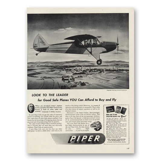 1946 Piper Cub Look to the Leader Vintage Magazine Print Ad