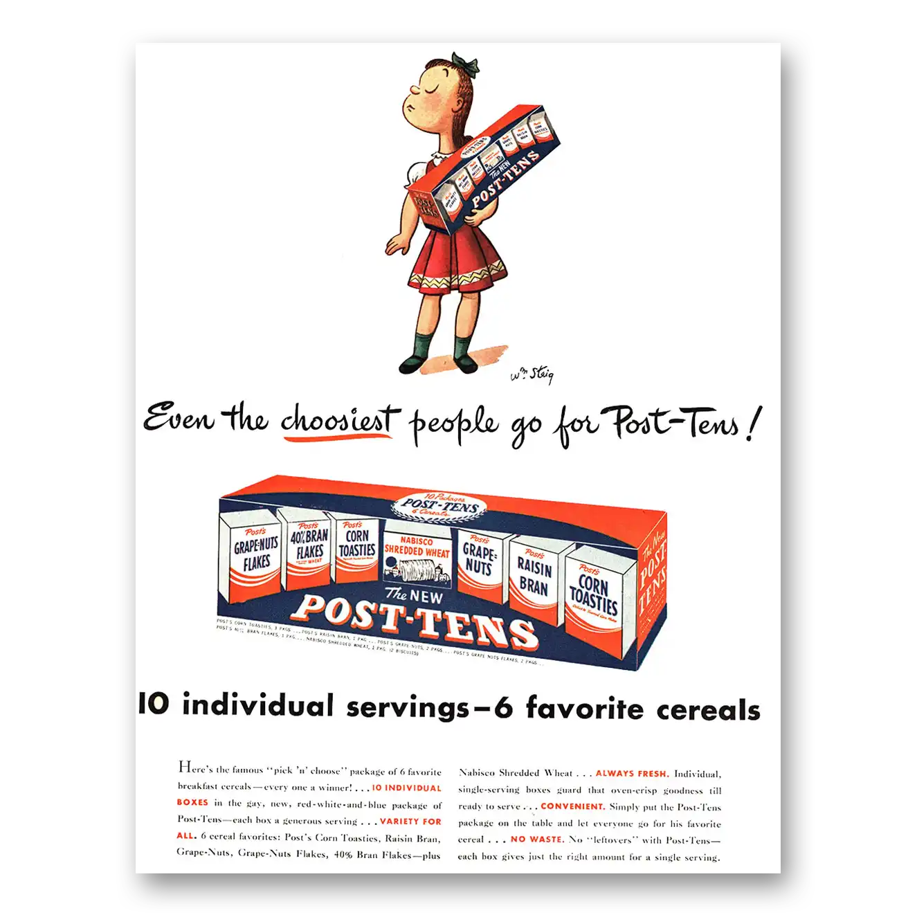 1946 Post Tens Cereal Even the Choosiest People Vintage Magazine Print Ad