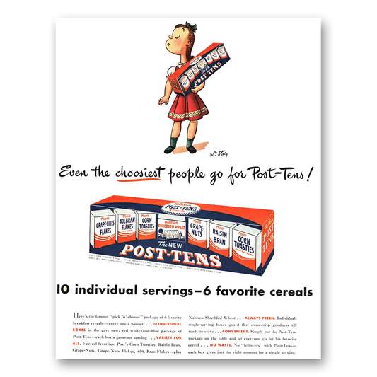 1946 Post Tens Cereal Even the Choosiest People Vintage Magazine Print Ad