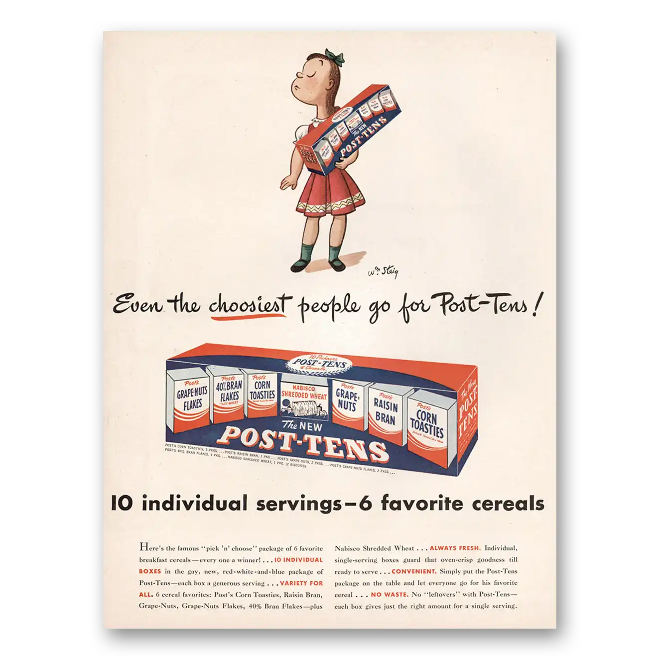 1946 Post Tens Cereal Even the Choosiest People Vintage Magazine Print Ad