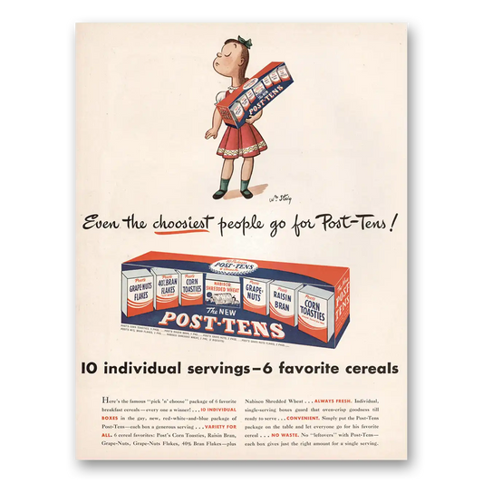 1946 Post Tens Cereal Even the Choosiest People Vintage Magazine Print Ad