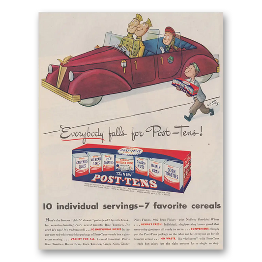 1946 Post Tens Cereal Everybody Falls for Post Tens Vintage Magazine Print Ad