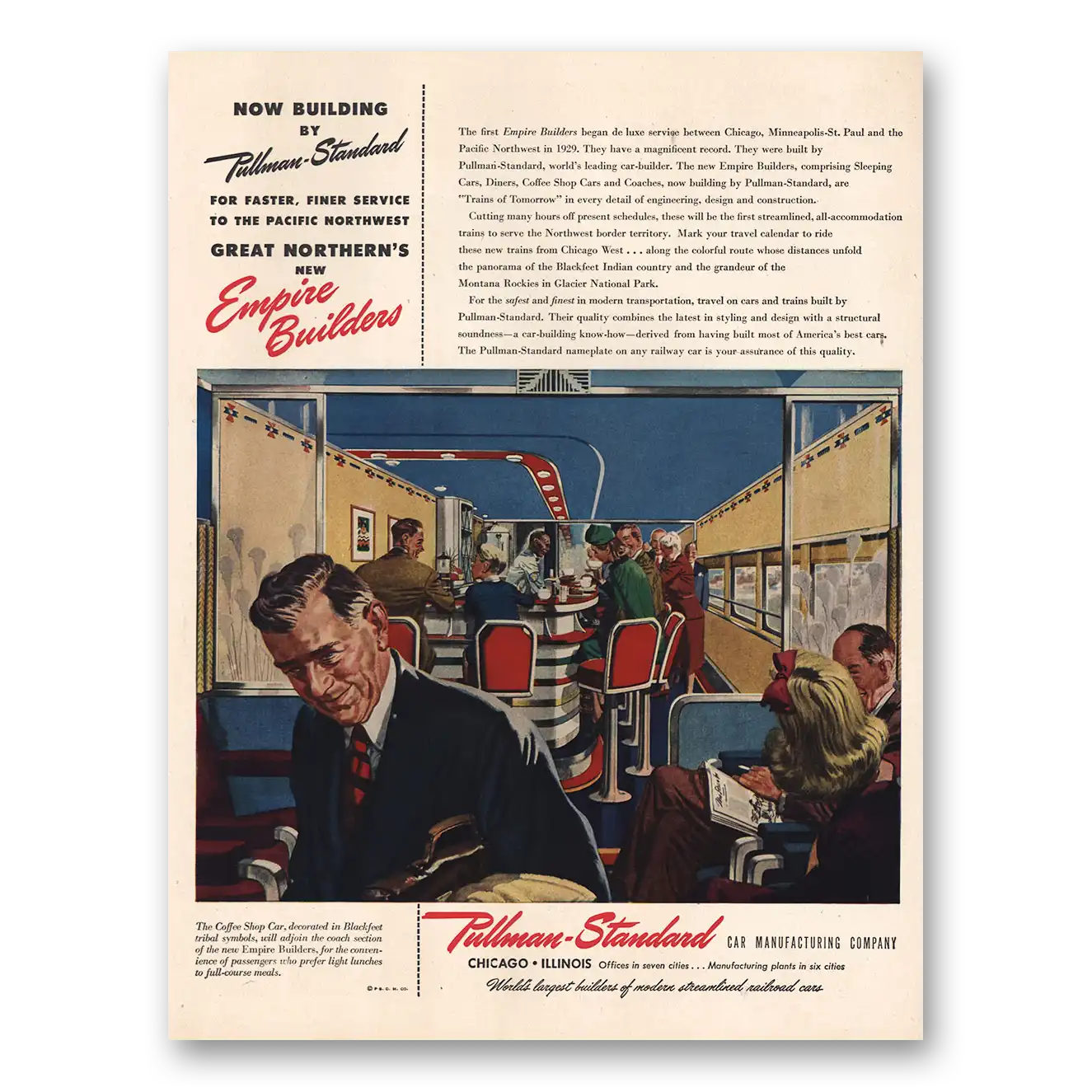 1946 Pullman Empire Builders Vintage Magazine Print Ad