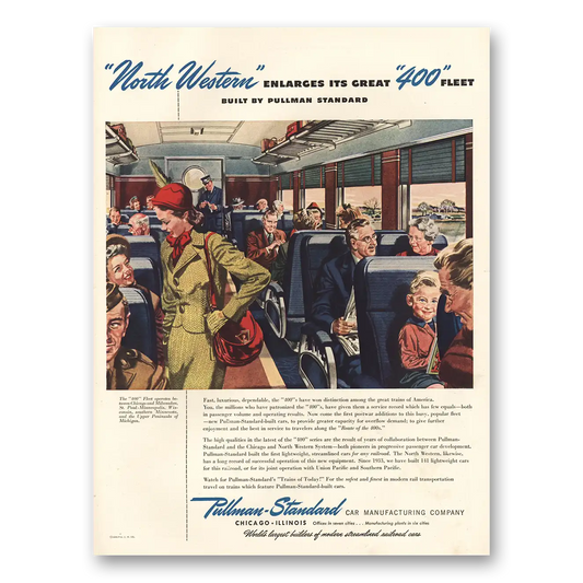 1946 Pullman North Western Enlarges 400 Vintage Magazine Print Ad