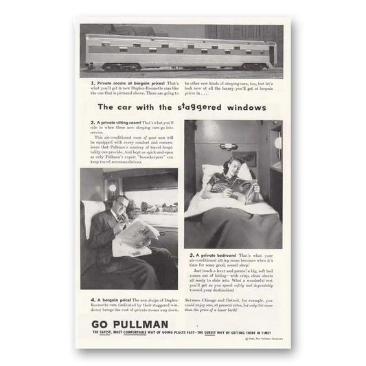 1946 Pullman Car with the Staggered Windows Vintage Magazine Print Ad