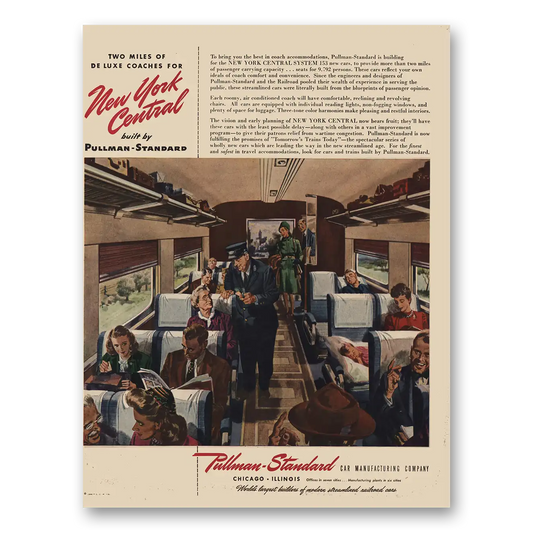 1946 Pullman Two Miles Deluxe Coaches New York Central Vintage Magazine Print Ad