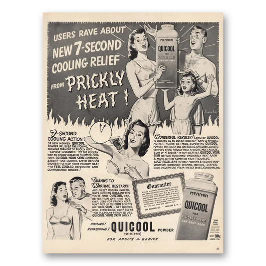 1946 Mennen Quicool Prickly Heat Vintage Magazine Print Ad