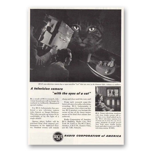 1946 RCA Television Camera With the Eye of Cat Vintage Magazine Print Ad