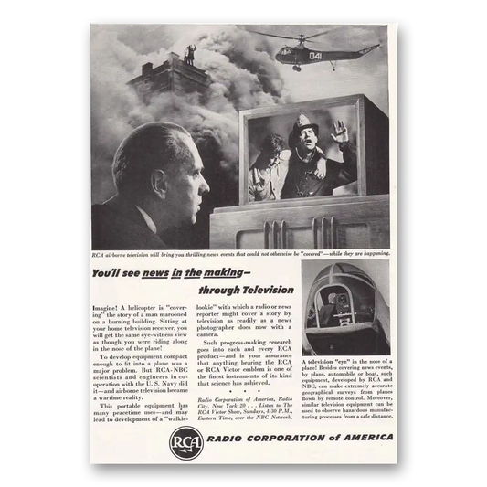 1946 RCA Airborne Television News in the Making Vintage Magazine Print Ad