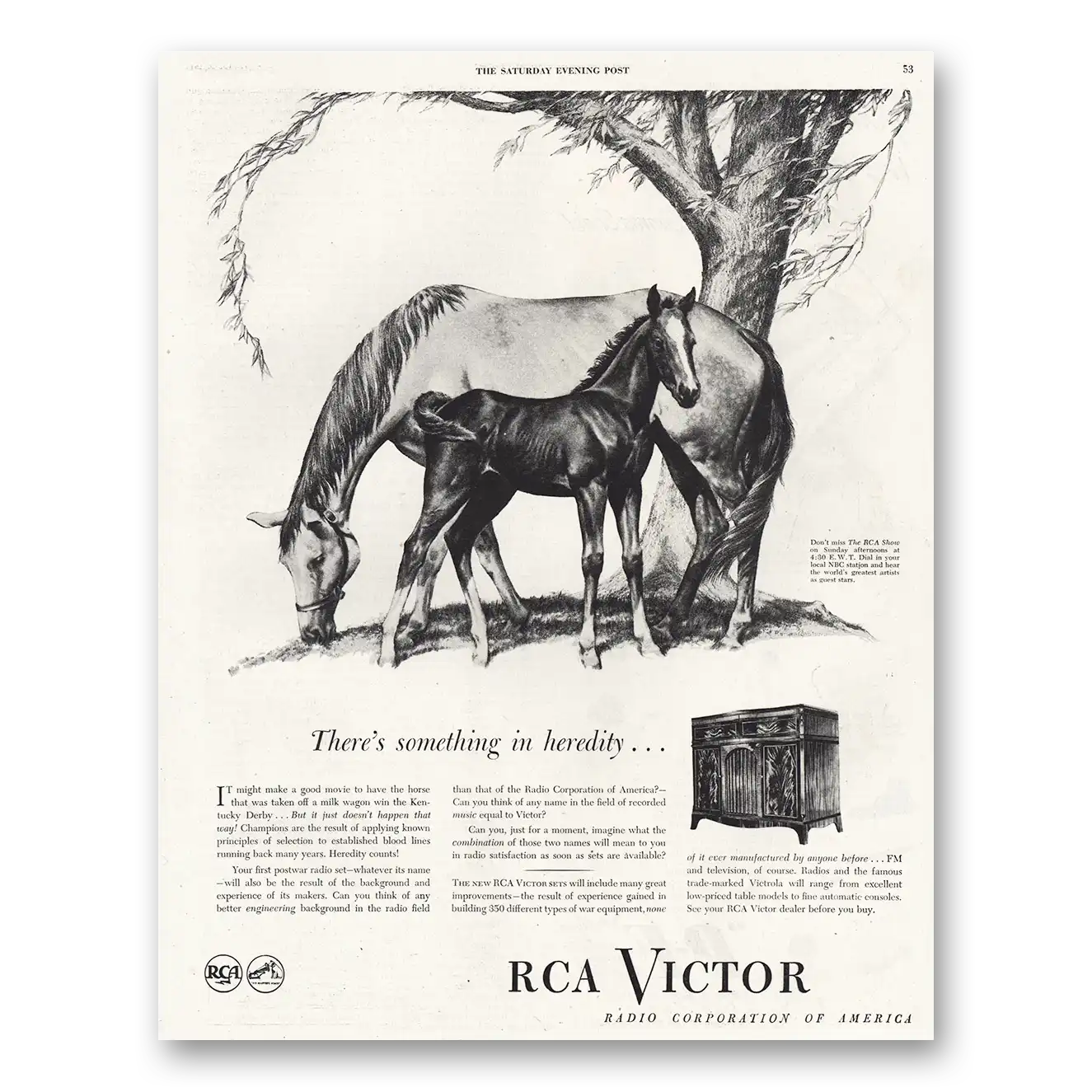 1946 RCA Victor Something In Heredity Vintage Magazine Print Ad