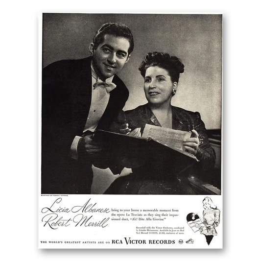 1946 RCA Victor Records Licia Albanese Robert Merrill Vintage Magazine Print Ad