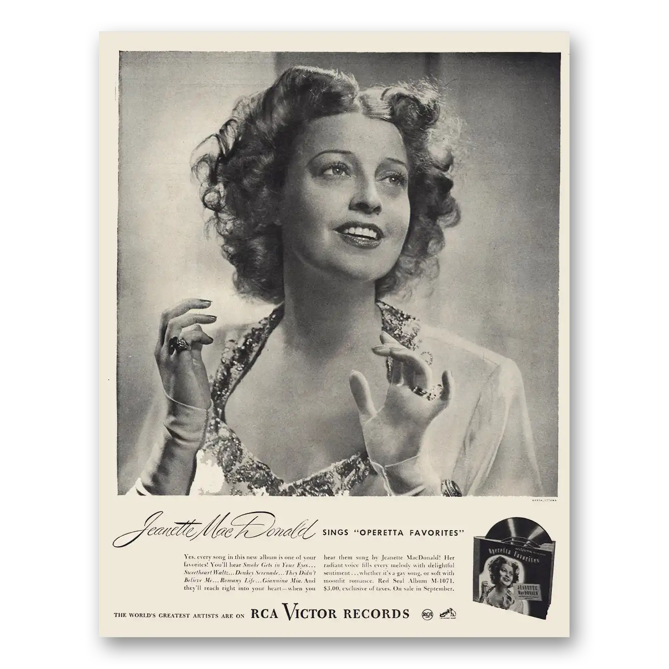 1946 RCA Victor Records Jeanette MacDonald Vintage Magazine Print Ad