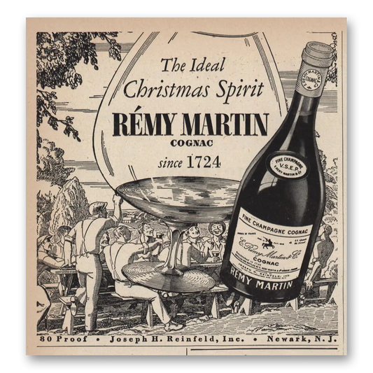 1946 Remy Martin Ideal Christmas Spirit Vintage Magazine Print Ad