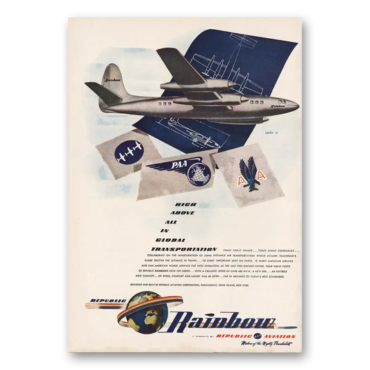 1946 Republic Aviation High Above All Global Transportation Vintage Magazine Print Ad