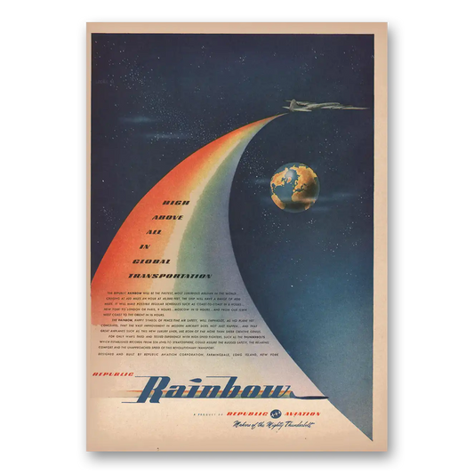 1946 Republic Aviation Rainbow High Above Vintage Magazine Print Ad