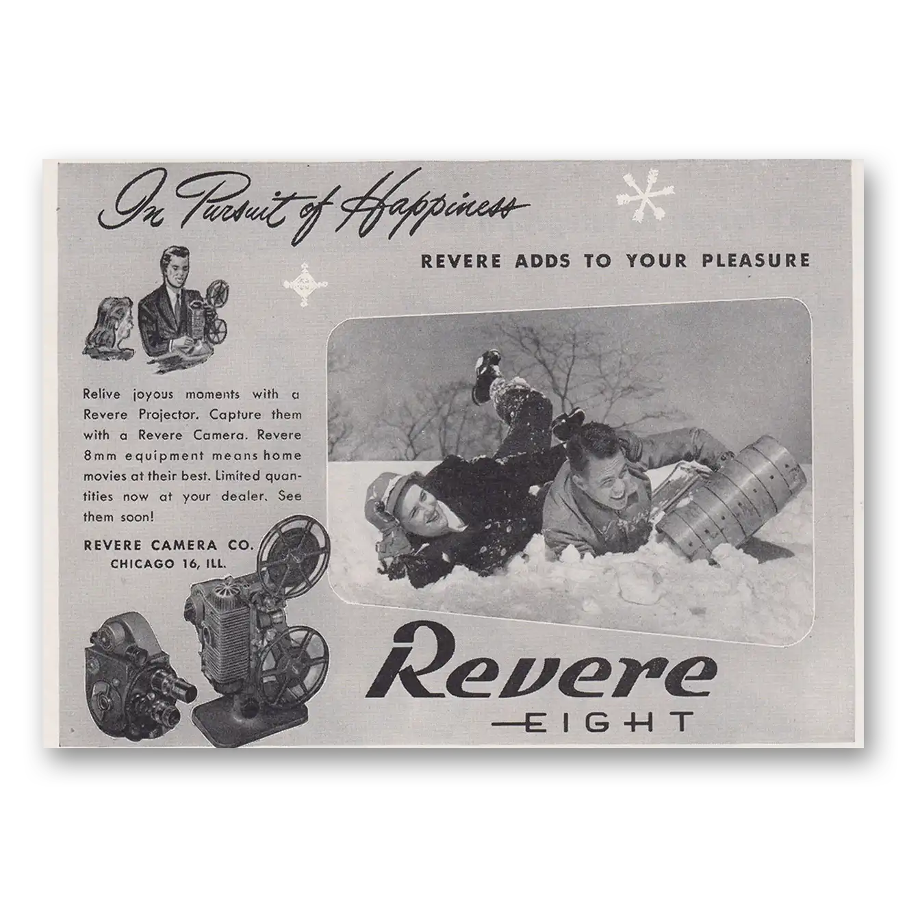 1946 Revere Camera In Pursuit of Happiness Vintage Magazine Print Ad