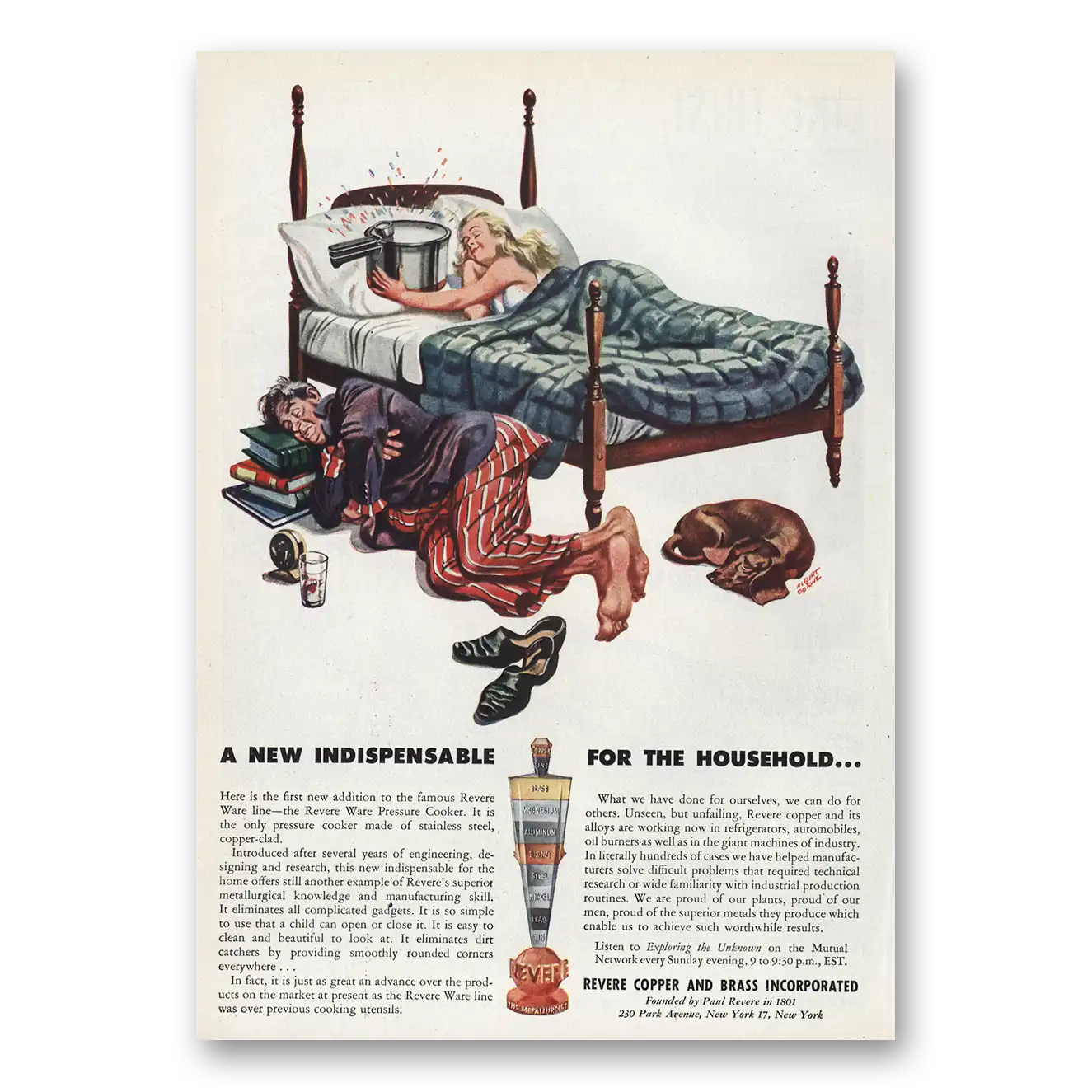 1946 Revere Copper + Brass Indispensable for Household Vintage Magazine Print Ad