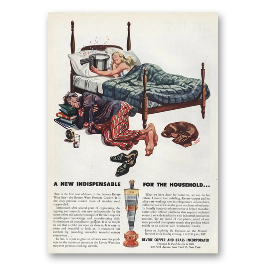 1946 Revere Copper + Brass Indispensable for Household Vintage Magazine Print Ad