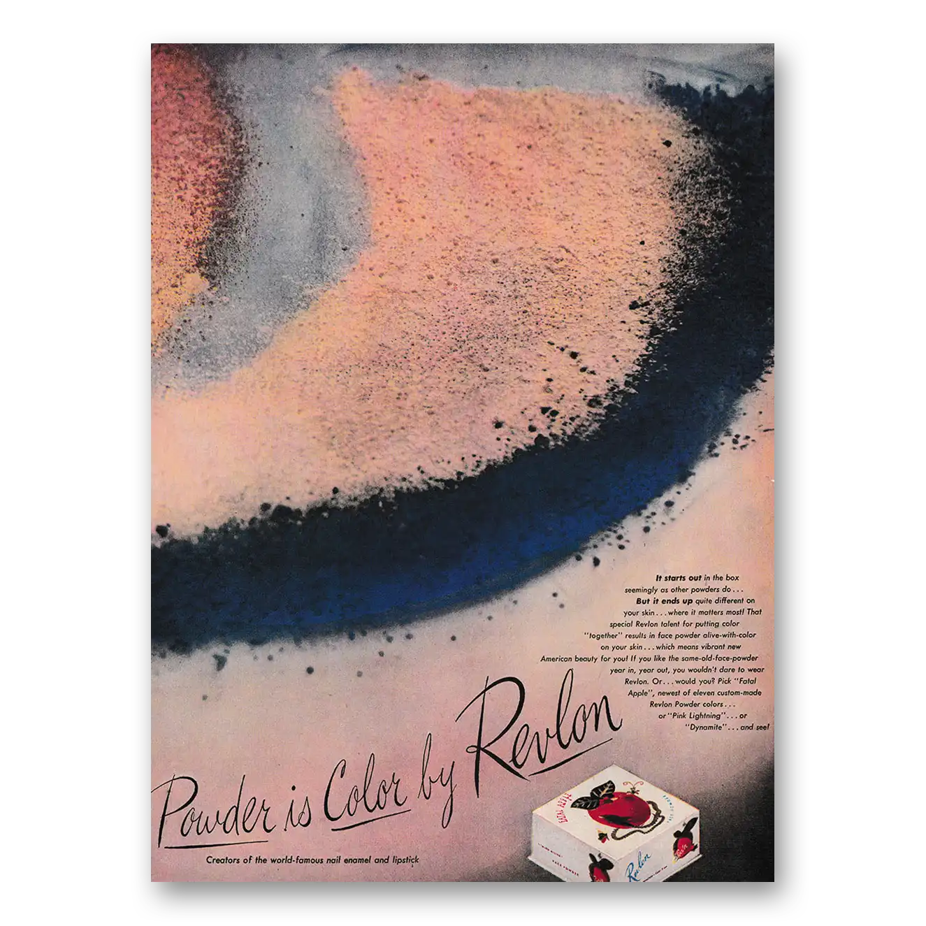 1946 Revlon Face Powder Powder Is Color Vintage Magazine Print Ad