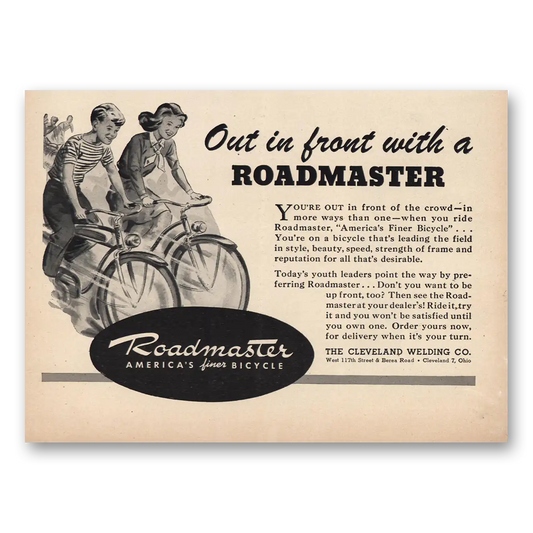 1946 Roadmaster Bicycles Out In Front Vintage Magazine Print Ad