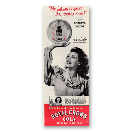 1946 Royal Crown Cola Loretta Young Vintage Magazine Print Ad