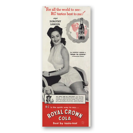 1946 Royal Crown Cola Dorothy Lamour Vintage Magazine Print Ad