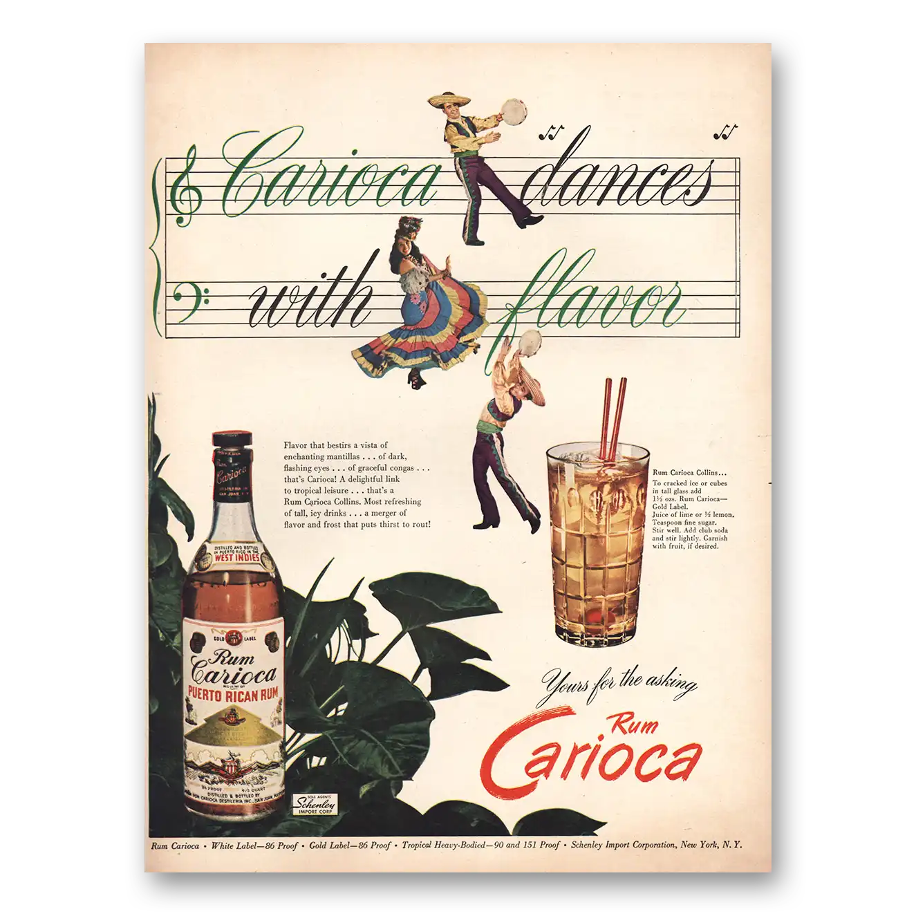 1946 Rum Carioca Dances With Flavor Vintage Magazine Print Ad