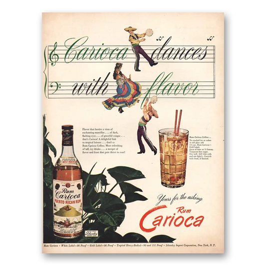 1946 Rum Carioca Dances With Flavor Vintage Magazine Print Ad