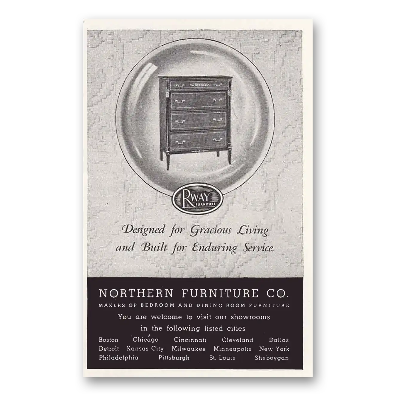 1946 Rway Northern Furniture Chest Vintage Magazine Print Ad