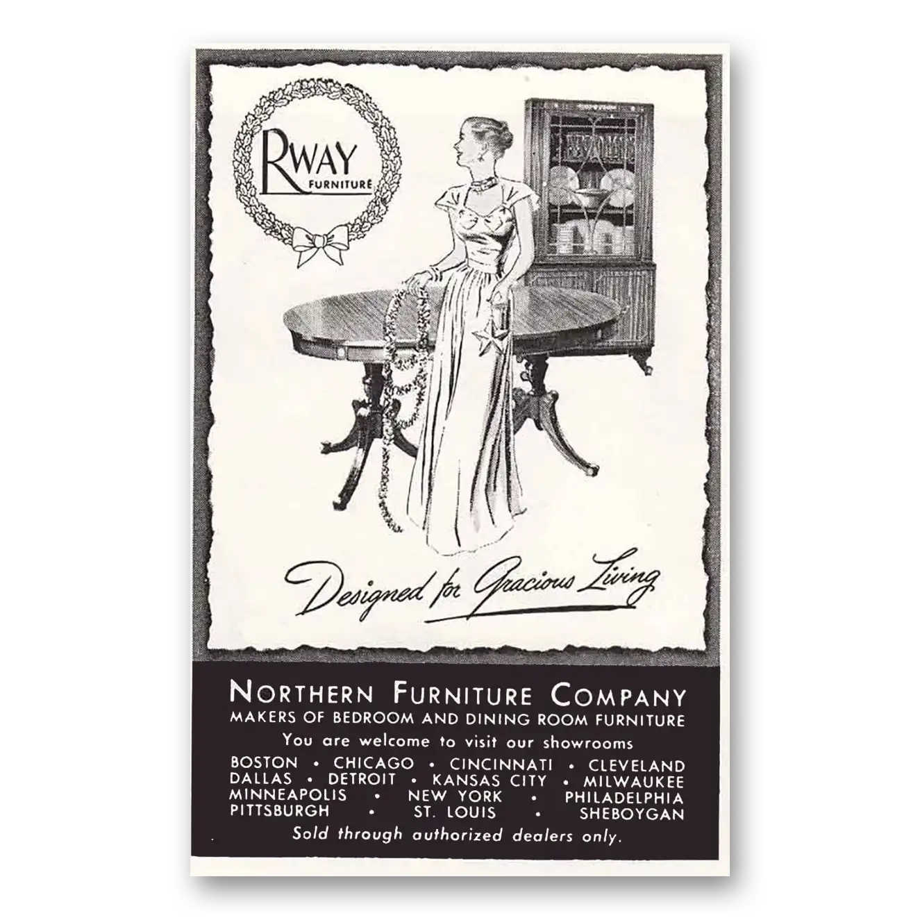 1946 Rway Northern Furniture Dining Room Vintage Magazine Print Ad