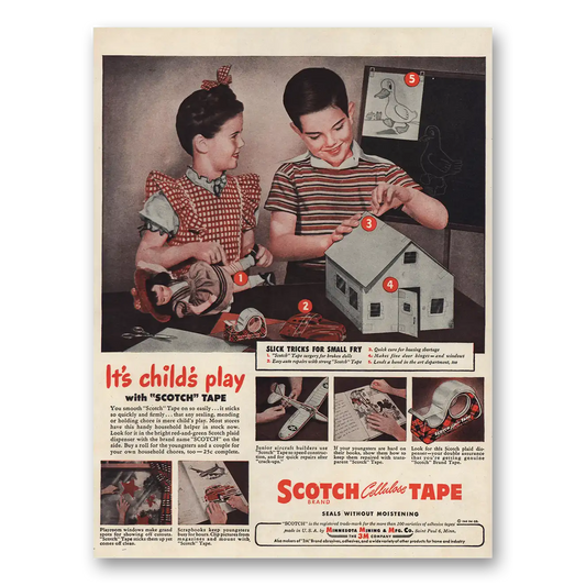 1946 Scotch Tape Slick Tricks for Small Fry Vintage Magazine Print Ad