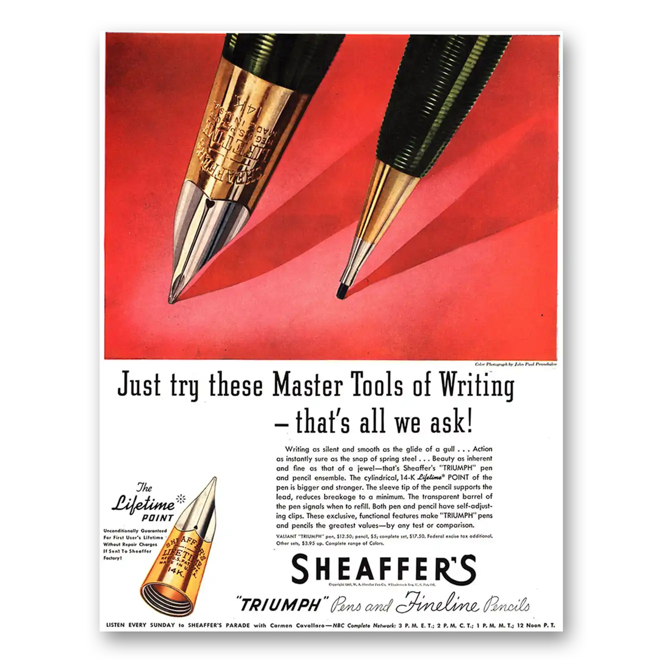 1946 Sheaffers Triumph Pen Master Tools of Writing Vintage Magazine Print Ad